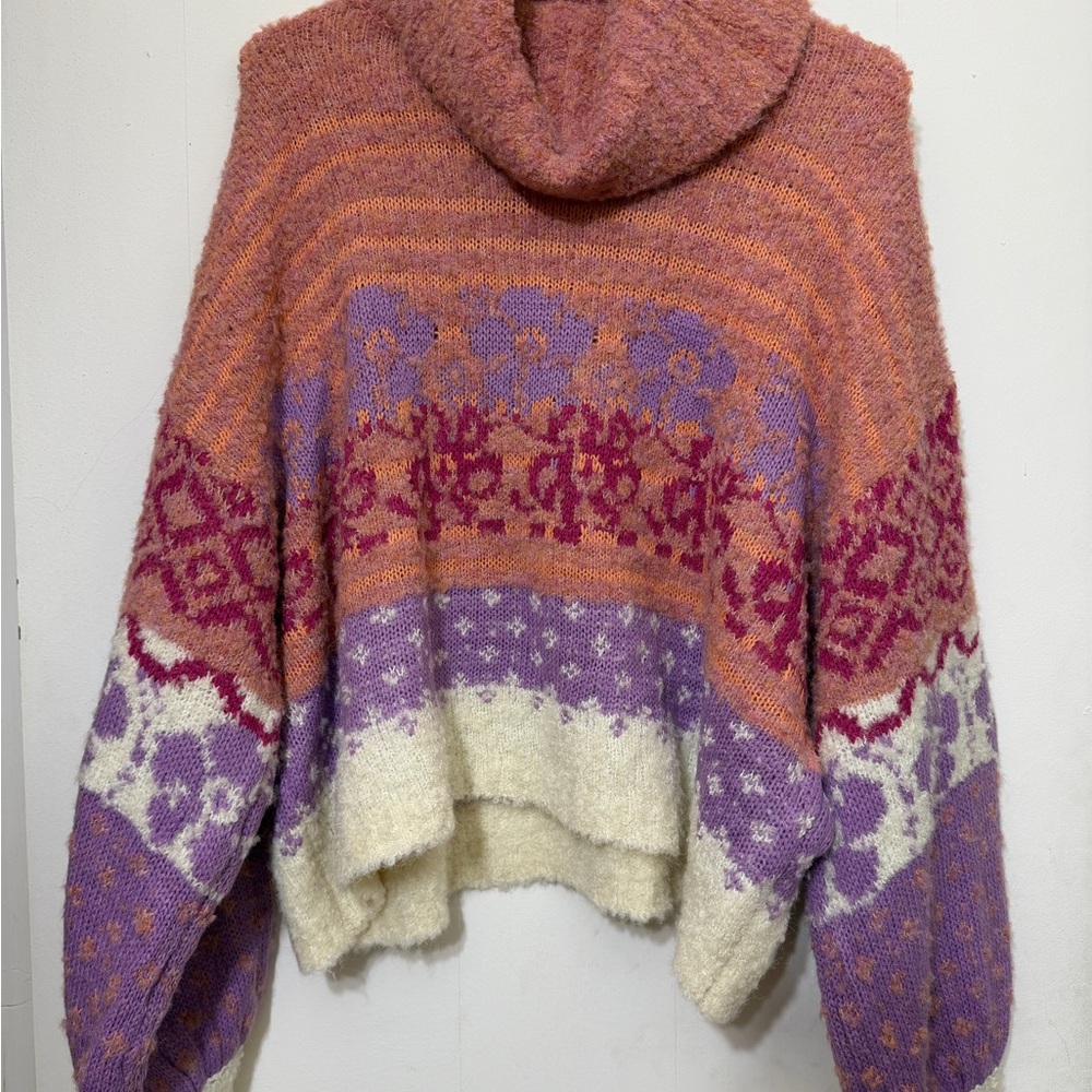Elegant Multicolor Cowl Neck Sweater